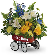It's a Boy Flowers in Wagon for a New Baby