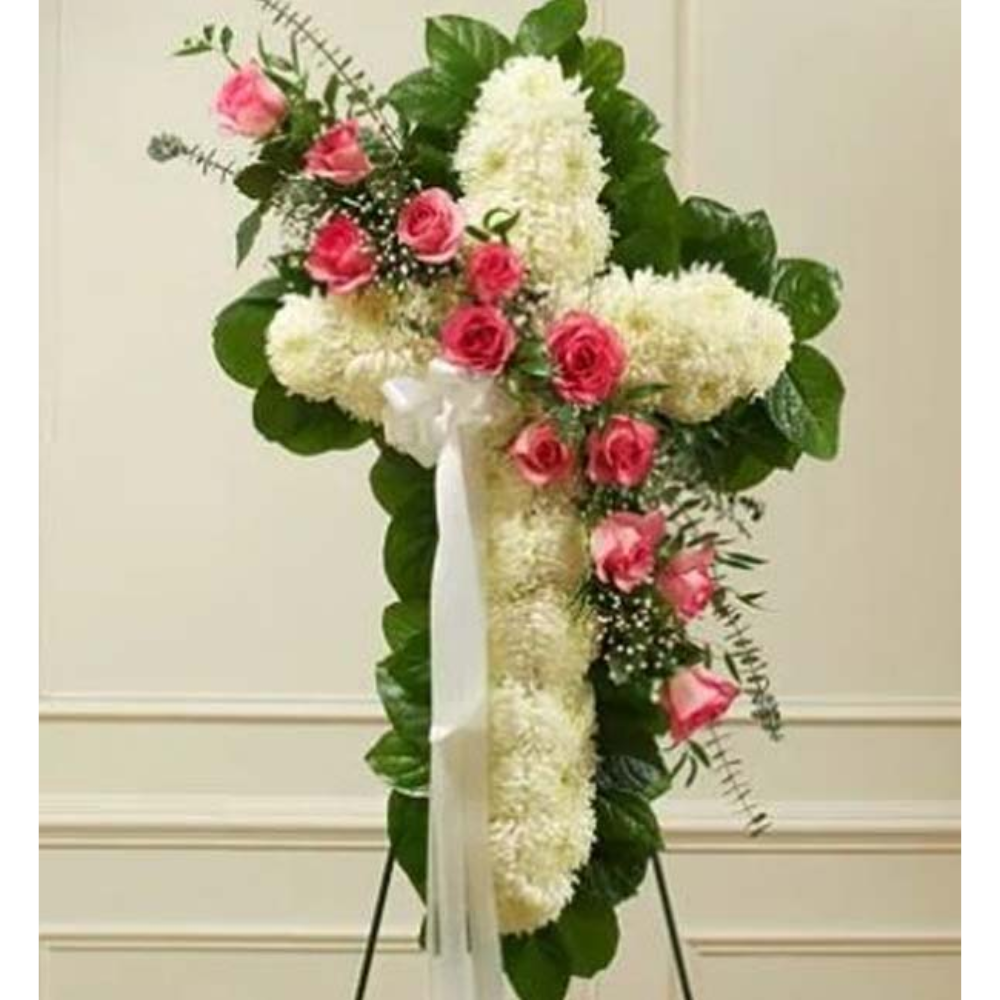 Peace & Love Standing Cross – Pink – Miriam Blooms