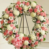 Serene Sympathies Standing Wreath – Pink & White