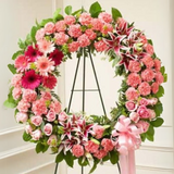 Serene Sympathies Standing Wreath – Pink