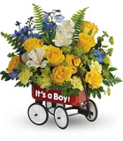 It's a Boy Flowers in Wagon for a New Baby