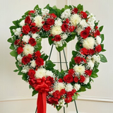 Forever Cherished Floral Heart Tribute – Red & White